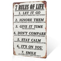7 Rules of Life Vintage Metal Sign Wall Art, for Living Room, Bedroom, Kitchen, Bathroom