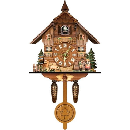 Cuckoo Wall Clock Antique Wooden Pendulum Clock For Farmhouse Decor Traditional Retro Style Hanging Clock