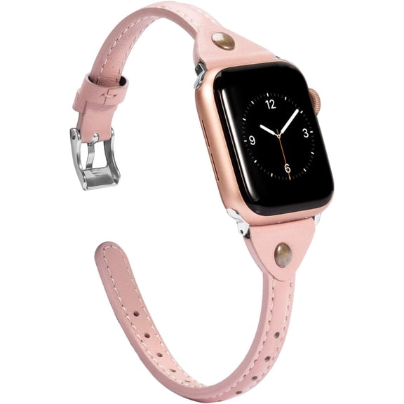 XIHAMA Rivet Leather Watch Band, Thin Dressy Wrist Strap for Men Women, Compatible with Apple Watch Ultra SE Series 11/10/9/8/7/6/5/4/3/2/1, 38/40/41/42/44/45/46/49mm