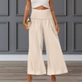 thumbnail image 2 of Pantalones capri de lino de cintura alta y pierna ancha para mujer en tallas grandes - Tejido transpirable, corte holgado, de petite a grande - Tallas S-XXL para primavera/otoño, 2 of 6