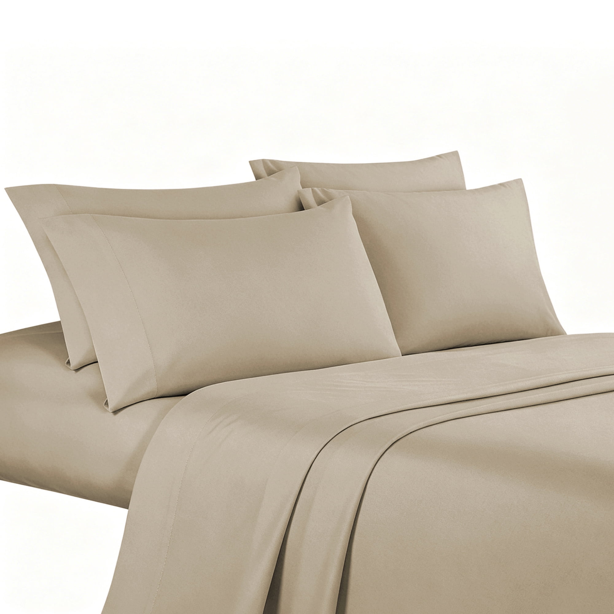 4-Piece Microfiber Bed Sheet Set,Soft Wrinkle‑Resistant Bedding,QUEEN,Taupe