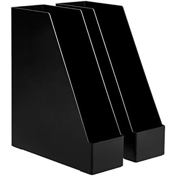 Plastic Desk Organizer - Vertical Magazine and File Holder, Black, 2-Pack