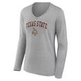 thumbnail image 2 of Women's Gray Texas State Bobcats Campus Long Sleeve V-Neck T-Shirt, 2 of 3