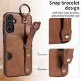 thumbnail image 4 of Allytech Wallet Case for Samsung Galaxy A15, [Card Slot] [Ring Buckle] [Adjustable Wristband with Snap Buckles] Premium PU Leather Kickstand Shockproof Case Cover for Women Men - Brown, 4 of 10