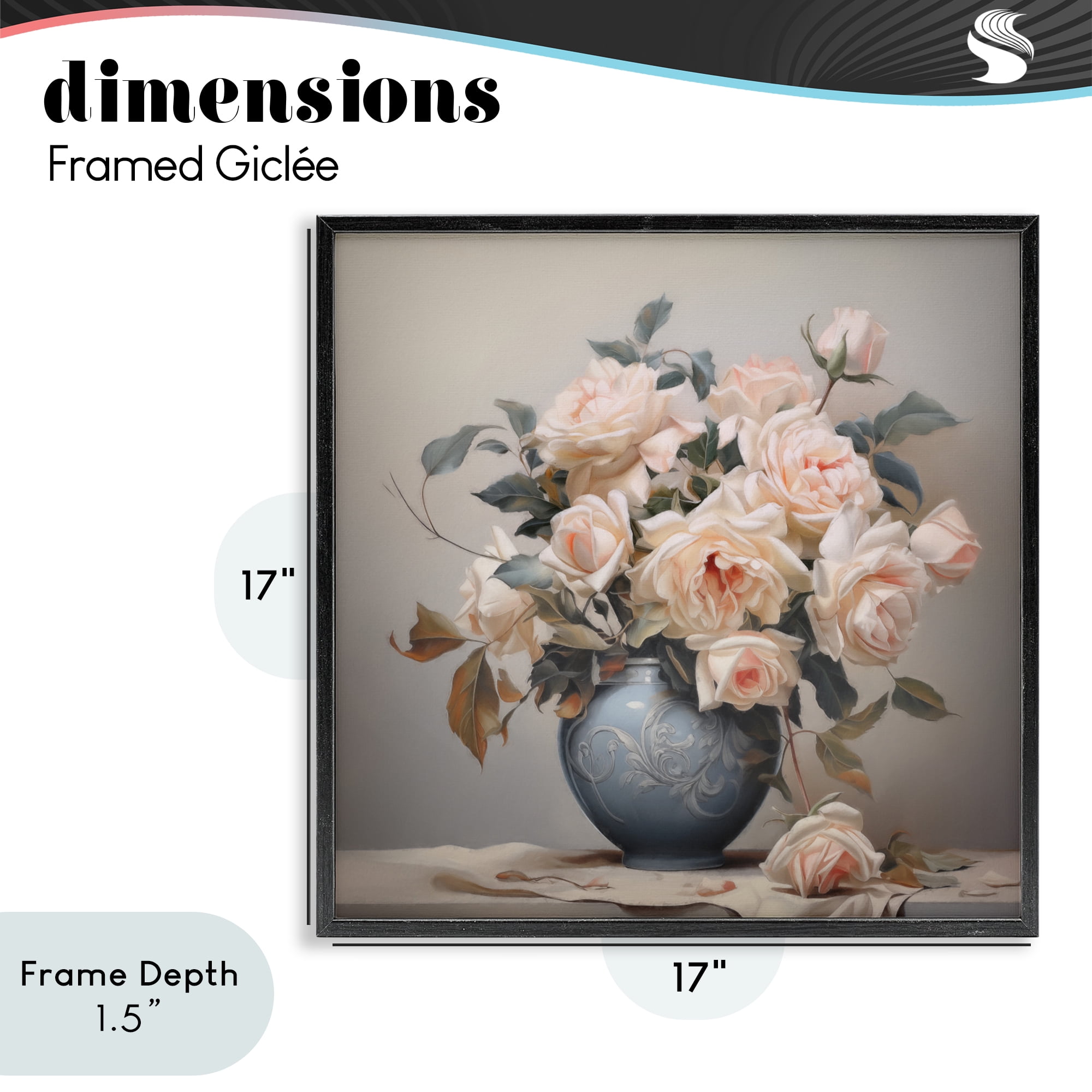 Stupell Industries Rose Paragon Vase Black Framed Giclee Art, design by Steve Hunziker
