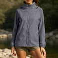 thumbnail image 2 of Dwellite Women Rain Jacket with Hood Lightweight Windbreaker Athletic Running Top Zip Up Outdoor Coat 2026 Light Gray S, 2 of 6