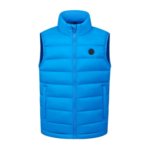 LRen Kids Boys Girls Heated Vest Lightweight Puffer Vest Sleeveless Jacket Stand Collar Coat Winter Warm Zip Up Outerwear,9-10 Years,A-Blue