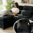 thumbnail image 4 of Soscana 113" Sectional Sofa Oversized U Shaped Couch with Double Chaise,Cloud Couch with 4 Waist Pillows,Modern Linen Seating Furniture for Living Room Office Studio Apartment,Black, 4 of 8