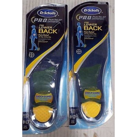 (2x) Dr. Scholl's P.R.O. Pain Relief Orthotics for Lower Back, Men's, Size: 8-13