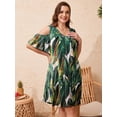 thumbnail image 4 of LATWIIV Women Plus Size Dresses Short Sleeve Cold Shoulder Casual T-Shirt Swing Dress with Pockets Flower78_3X, 4 of 8