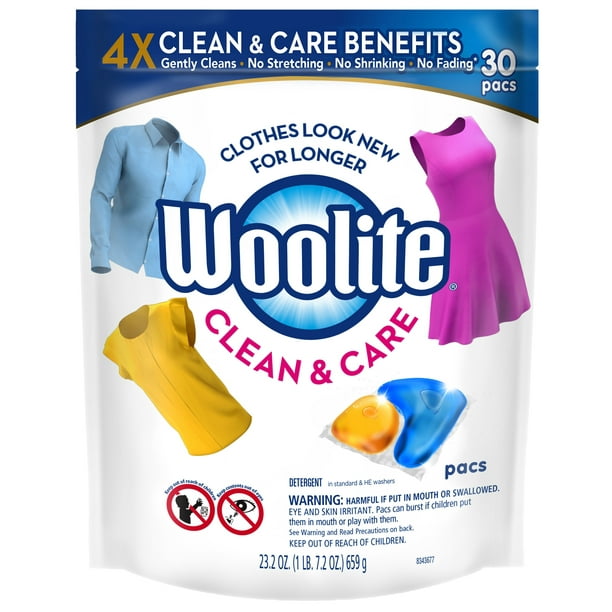 Woolite Clean & Care, 30ct Laundry Detergent Pacs, for Standard & HE