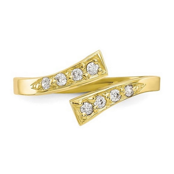 Solid 10K Yellow or White Gold Cubic Zirconia Adjustable Bypass toe ring toe ring for Women