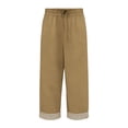thumbnail image 6 of LEKODE Capri Pants for Women Linen Wide Leg Loose Fit with Drawstring Elastic Waist Casual Summer Cuffed Pants with Pockets Khaki 2XL, 6 of 6