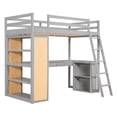 thumbnail image 5 of Aukfa Twin Loft Bed with Desk and Storage Shelves, Wood Loft Bed with Drawer for Kids, Teens - Gray, 5 of 8