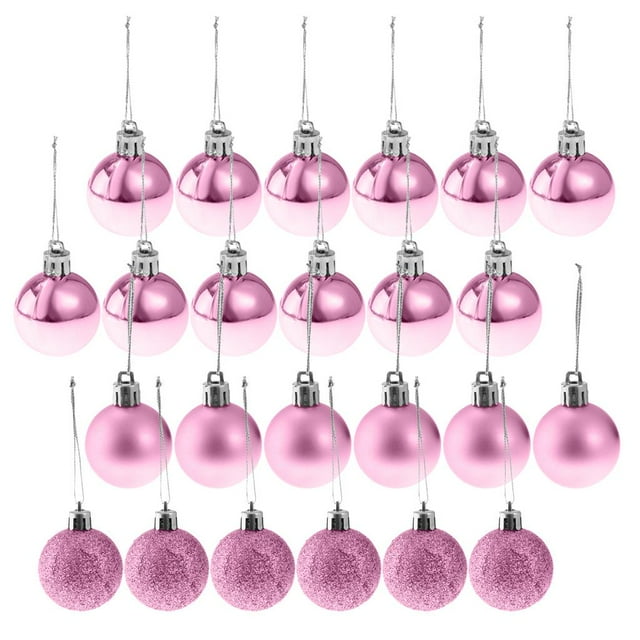 24pcs 8cm feliz navidad adornos navideños bolas árbol colgante decoración rosa Sunnimix Bolas de Navidad