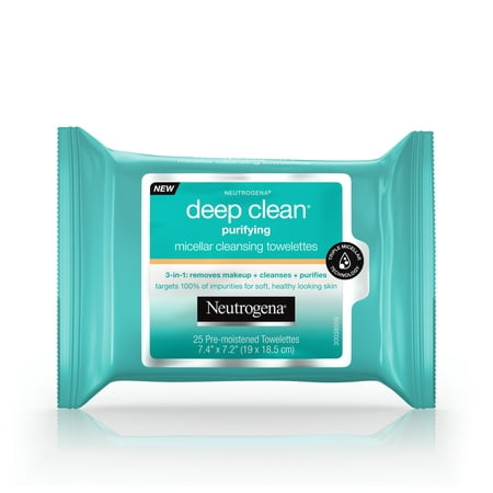 Neutrogena Deep Clean Micellar Cleansing Makeup Remover Wipes, 25 (Best Face Wipes For Combination Skin)