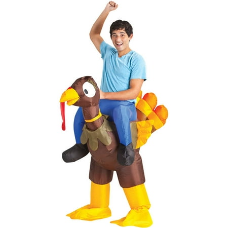 Turkey Rider Inflatable Men's Costume, One Size Fits Most