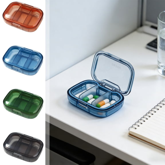 Mini Weekly Pill Organizer Box 3 Compartments – Moisture Proof, Portable Travel Pill Case with Individual Containers for Vitamins, Medicine