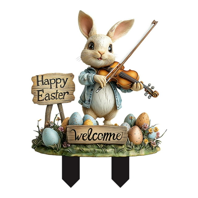 Estaca de conejo de Pascua Estaca decorativa de conejo para jardín Decoración de patio Decoración de Pascua Estilo C