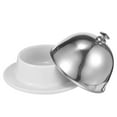 thumbnail image 6 of QUMONIN Ceramic Cupcake Stand with Clear Dome Cover and Butter Dish - Elegant Dessert Display for Parties and Kitchen, 6 of 7