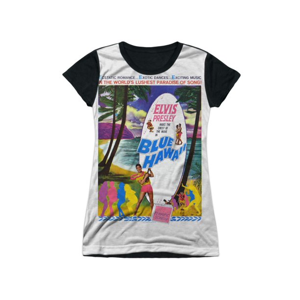 Elvis Presley Elvis Presley King Of Rock Icon Blue Hawaii Juniors Black Back T Shirt Tee Walmart Com Walmart Com