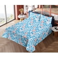 thumbnail image 4 of Ambesonne Leafy Artwork Fitted & Flat Sheet with Sham 3 Pcs Set, Modern Floral Citrus, Twin XL, Azure Blue Salmon White, 4 of 5