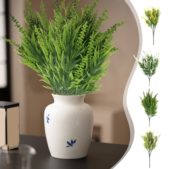 Fiudx Tallos de Lavanda Artificial, Diseño Floral Realista, Plástico Duradero, Decoración de Interiores, Adornos Versátiles para Fiestas, Ideal para Sala de Estar, Listos para Florero, 39 Cm de Largo