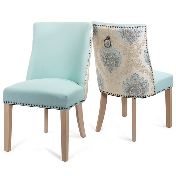 Barton Set of 2 High-Back Soft Leather Stylish Dining Chair Nailhead