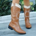 thumbnail image 5 of UngA Women Boots Cowgirl Pull On Cowboy Boots Mid Calf Western Boots Available in Regular and Wide Calf Brown,Size 8, 5 of 7