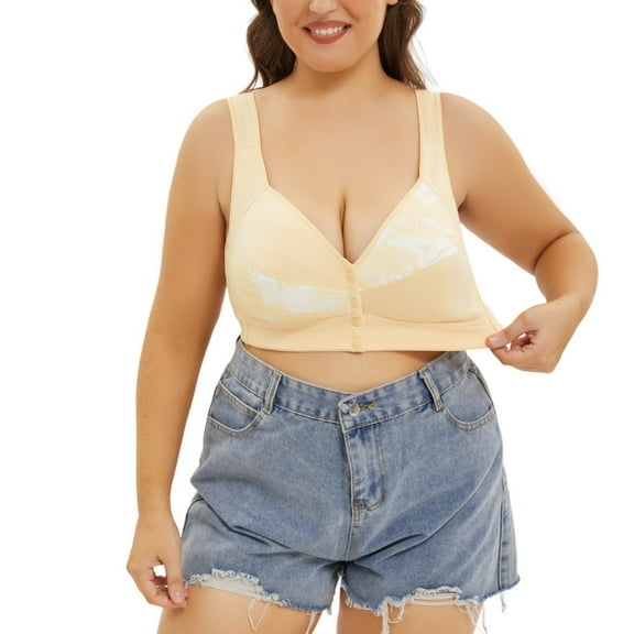 Fsqjgq Plus Size Wireless Bras for Women Elderly Mom Tank Top Everyday Bra Underwear Wide Straps Full Coverage Back Support Sports Bra Sleep Bralettes 50C