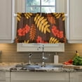 thumbnail image 5 of Leaves Pattern Kitchen Curtains 2 Panels UV Protected Tier Curtains, Half Window Curtains Kitchen Tiers for Guest Room Bathroom Sink Laundry Room Basement,24 x 27 Inch, 5 of 7