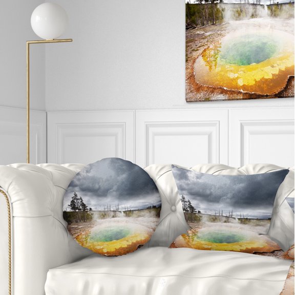 Designart Fantastic Morning Glory Pool - Landscape Printed Throw Pillow - 12x20