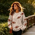 thumbnail image 6 of Clossjun Football Print Sweatshirts for Women Oversized Crewneck Game Day Hoodies Casual Loose Fit Pullover Tops for Vacation M, 6 of 6