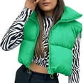 thumbnail image 2 of Gureui Women Short Waistcoat, Lightweight Sleeveless Puffer Vest Padded Coat Casual Loose Warm Winter Jacket Windbreaker Outerwear, 2 of 3