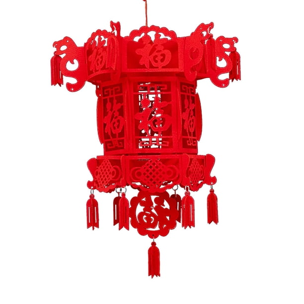 Linterna china de año Nuevo, decoración de Festival de Primavera roja de la , bendición de fieltro, decoración colgante para bodas en interiores Estilo B Macarena linterna de año nuevo