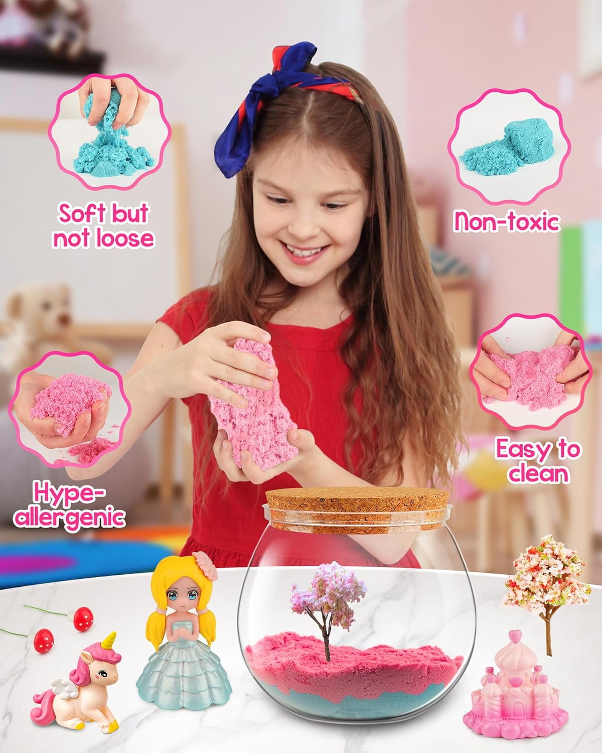 D-FantiX Unicorn Princess Toys Terrarium Kit, LED Dino Night Light, Diy Arts and Crafts Science Projects Kit, Birthday for Boys Age 3-12 Year Old