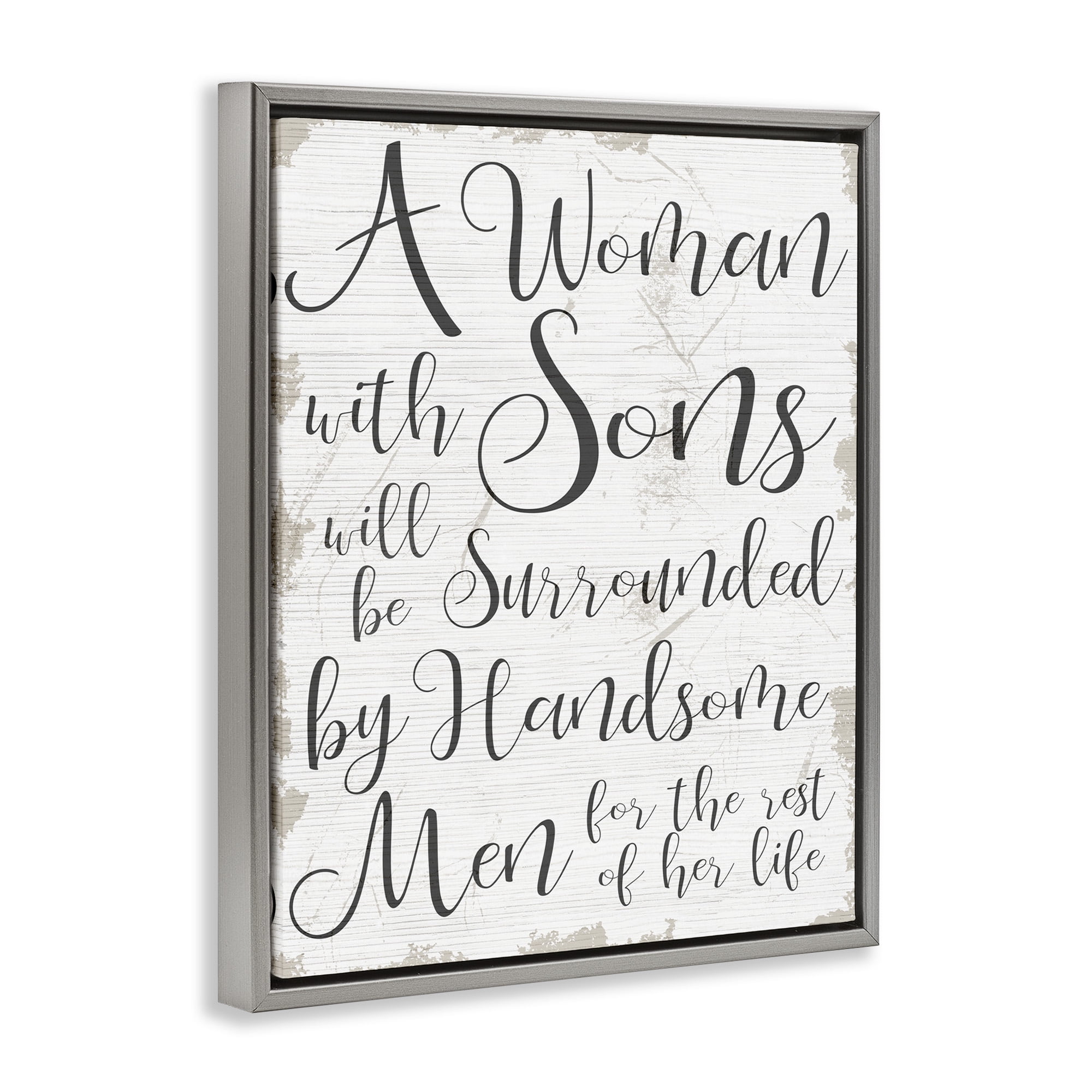 Stupell Industries Handsome Sons Family Parenting Inspirational Painting Gray Floater Framed Canvas Art Print Wall Art, 17 x 21