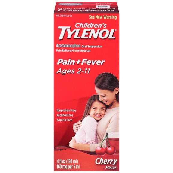 Tylenol Children's Pain Reliever/fever Reducer Oral Suspension Liquid, Cherry Flavor 4 Oz (Pack of 2)