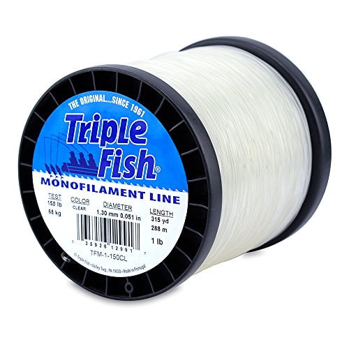 Triple Fish Mono Line, 30 lb (13.6 kg) test, .022 in (0.55 mm) diam, Clear, 1 lb (0.45 kg) Spool, 1760 yd (1609 m)