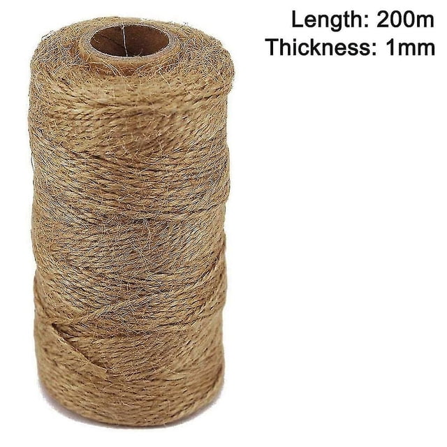 Cordón de yute natural de 200 m, cordón decorativo de 1 mm para manualidades, perfecto para manualidades y manualidades, jardinería, cuerda de cáñamo fina tejida a mano