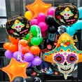 thumbnail image 4 of 5pcs Day of the Dead Themed Decorative Balloons with Star and Skull Foil Balloons, Suitable for Day of the Dead, Halloween Decorations, Birthday Balloons, Balloon, 4 of 5