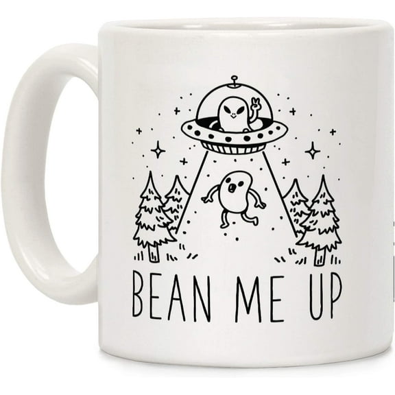 Bean Me Up White 11 Ounce Ceramic Coffee Mug