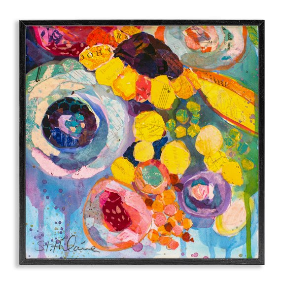 Stupell Industries Bohemian Abstract Bold Flower Black Framed Giclee Art, 17 x 17, by Elizabeth St. Hilaire