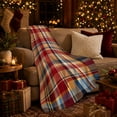thumbnail image 3 of Autumn Plaid Harvest Living Room, Festive autumn celebration Scene, Warm Flannel Blanket for Living Room and Reading Nook with Detailed Artwork, Art Lovers autumn celebration Gift, Festive Home Decor, 3 of 9