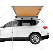 KFFKFF Retractable Car Side Awning, 6.6' x 8.2' Shade Coverage, PU3000mm UV50+ Protection, Waterproof Storage Bag Included, Adjustable Height, Ideal for Trucks, SUVs, Vans, and Campers