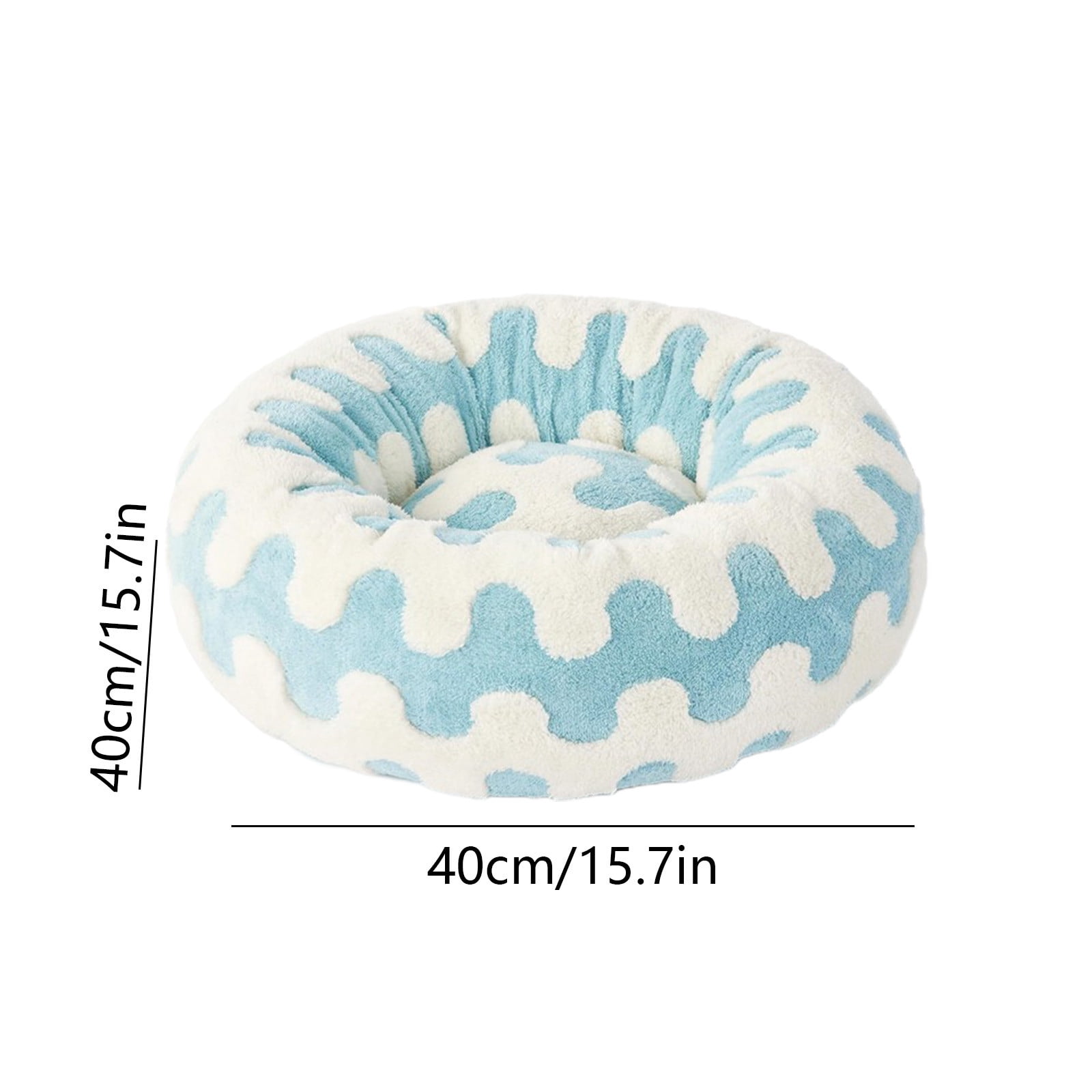 Donut Small Dog Bed - Round Cat Beds for Indoor Cats Calming Pet Beds, Cute Modern Beds with Jacquard Shaggy Plush & Anti Slip Bottom, 15.7 Inch Dia