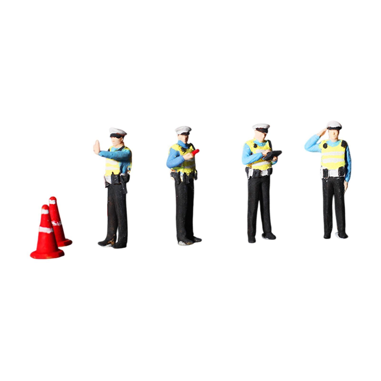 LeeQinersw 1:64 Miniature Traffic Police Figures Desktop Ornament Pretend Play Toys Diorama