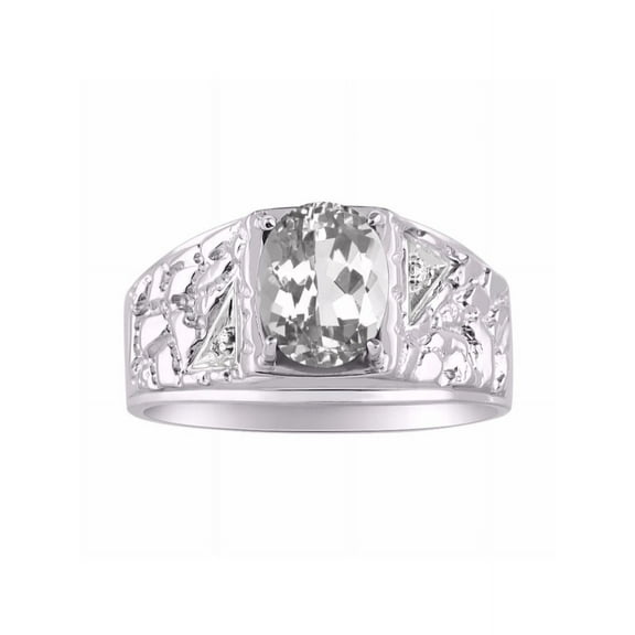 RYLOS Mens Rings Sterling Silver Designer Nugget Ring Oval