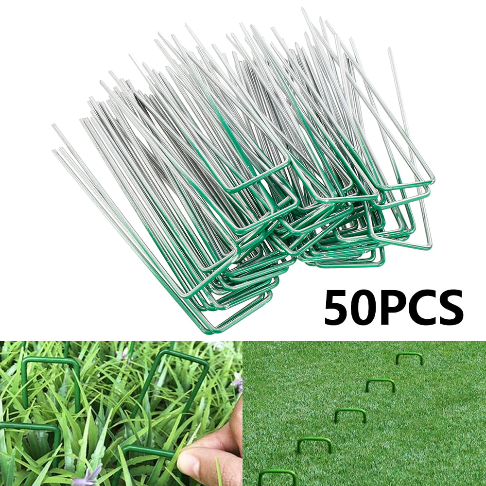 100 PACK OF 6" 150mm BARBED SECURING PEGS MULCH MEMBRANE FABRIC FLEECE WEED 