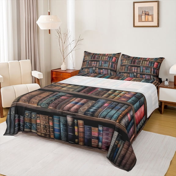 jejeloiu Vintage 3D Books Twin Sheet Sets,Magical Mysterious Style Bedding For Girls Boys 3pcs